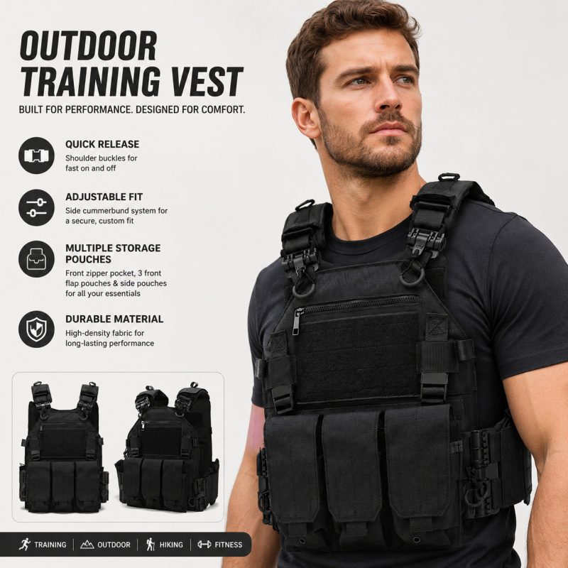 Outdoor Hunting Magazines - Taktik Yelek Polyester Taşıyıcı, Üçlü Şarjör