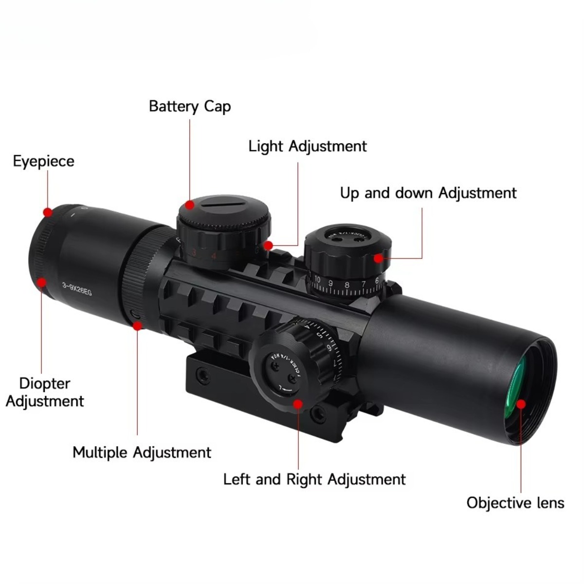 3-9x26EG Taktik Av Seti Kırmız - Crossbow Scope Sight incelemesi ve fiyatı